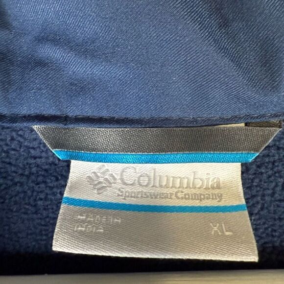 Columbia Mens Size XL Full Zip Front Jacket Blue Fleece Lined Zippered Pockets - Picture 2 of 7